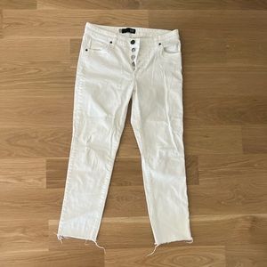 KUT jeans white jeans raw hem, button fly size 28